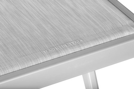 Aluminium ligbed met zonneklep en groene bekleding met witte banen (Pool Green)