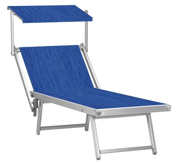 Aluminium ligbed met zonneklep en blauwe structuur bekleding (Electric Blue)