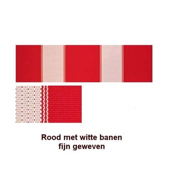 Aluminium ligbed met zonneklep en rode bekleding met witte banen (Red Lion)