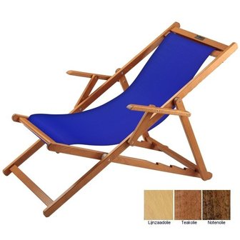 houten ligstoel blauw