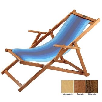 houten ligstoel blauw wit overlopend