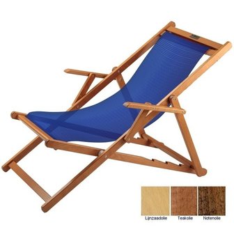 houten ligstoel donkerblauw grof