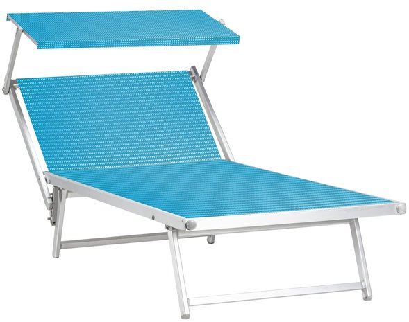 Aluminium ligbed VIP met zwembadblauwe bekleding (Pitufos)