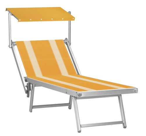 Aluminium ligbed 'Maxi' met zonneklep en amber bekleding met witte banen (Trevally)