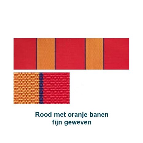 Beukenhouten ligbed met rode bekleding met oranje banen (Anthias)