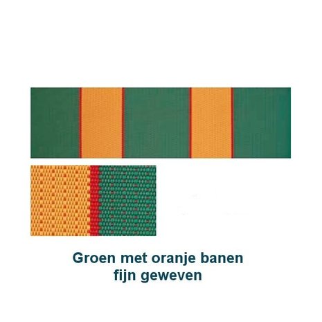 Aluminium ligbed met zonneklep en groene bekleding met amber banen (Avocado)