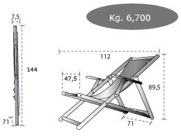 Maten ligstoel aluminium