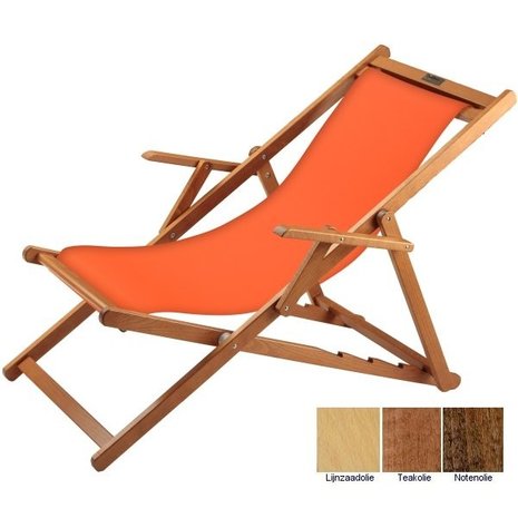houten ligstoel oranje