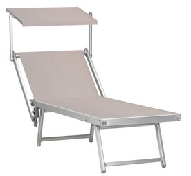 Aluminium ligbed met zonneklep en beige bekleding (Tortora)