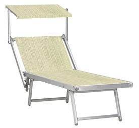 Aluminium ligbed met zonneklep en ecru bekleding (Twistsand)