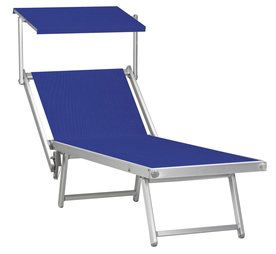 Aluminium ligbed met zonneklep en blauwe bekleding (Royal Blue)