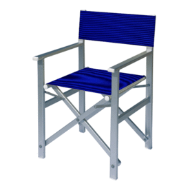 Aluminium regisseursstoel met blauwe bekleding met structuur (Regista Royal Blue)