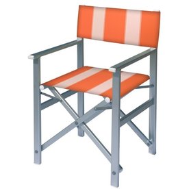 Aluminium regisseursstoel met oranje bekleding met witte banen (Regista Nemo)
