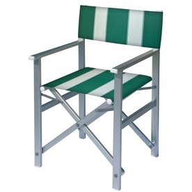Aluminium regisseursstoel met groene bekleding met witte banen (Regista Pool Green)