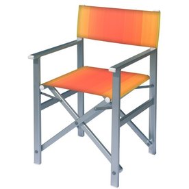Aluminium regisseursstoel met rode naar amber overlopende bekleding (Regista Fire)