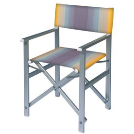 Aluminium regisseursstoel met blauwe naar amber overlopende bekleding (Regista Blue Flex)