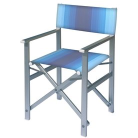 Aluminium regisseursstoel met blauwe naar wit overlopende bekleding (Regista Lithodora)