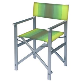 Aluminium regisseursstoel met groene naar amber overlopende bekleding (Regista Golden Green)