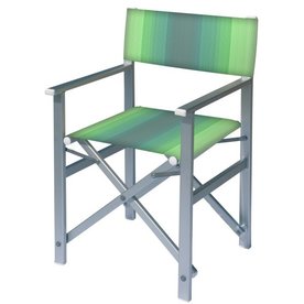 Aluminium regisseursstoel met groene naar wit overlopende bekleding (Regista Bright Green)