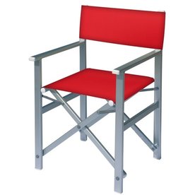 Aluminium regisseursstoel met rode bekleding (Regista Rosso)