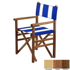 Beukenhouten regisseursstoel - blauw met witte banen (Regista Pool Blue Classico)