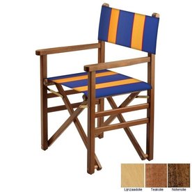 Beukenhouten regisseursstoel - blauw met amber banen (Regista Golden Blue Classico)